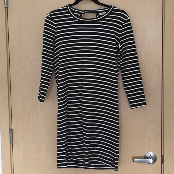 Madewell Striped Keyhole-Back Dress Black & White - Picture 5 of 7